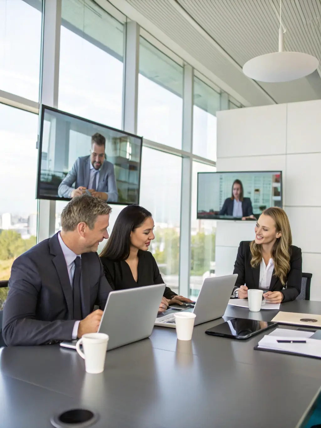 A team of IT consultants collaborating on a business process automation project, showcasing expertise and teamwork in Equilon's AI-BPA.