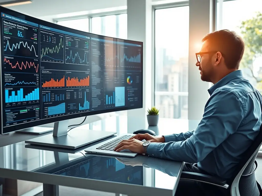 A professional IT consultant is analyzing application performance metrics on a dashboard, with a focus on identifying areas for optimization and improvement within the application management services.
